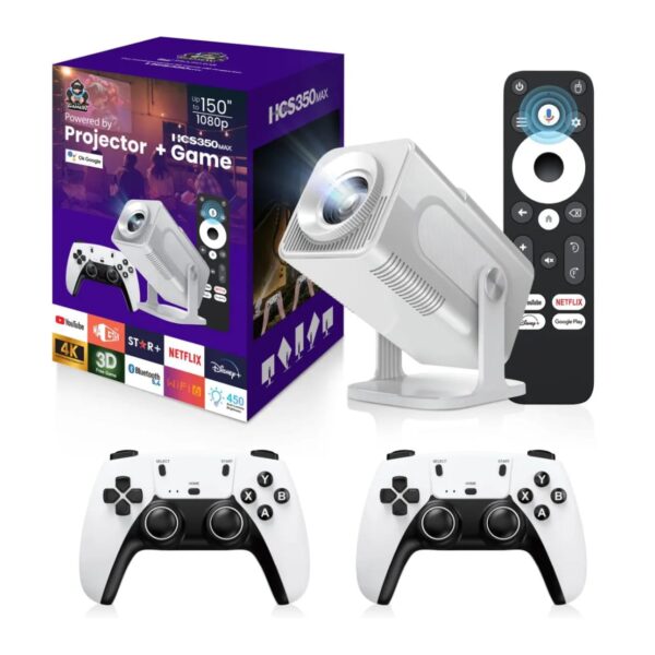 HCS 350 Max Gaming Projector With 2 Gaming Controllers And Voice command Remote
