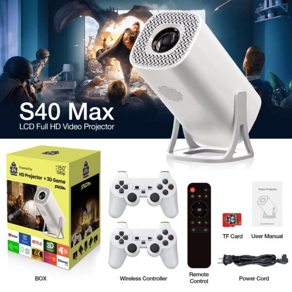 S40 Max Gaming And Android Projector With 2 Gaming Controllers