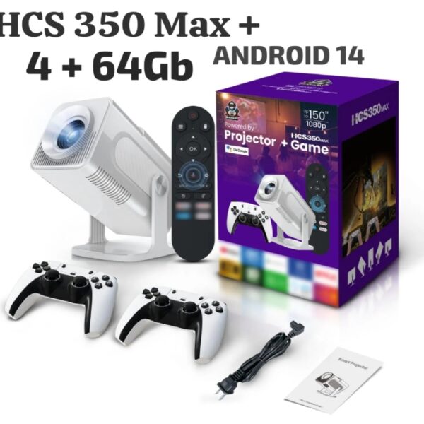 HCS 350 Max Plus Gaming Projector With 2 Gaming Controllers And Voice command Remote